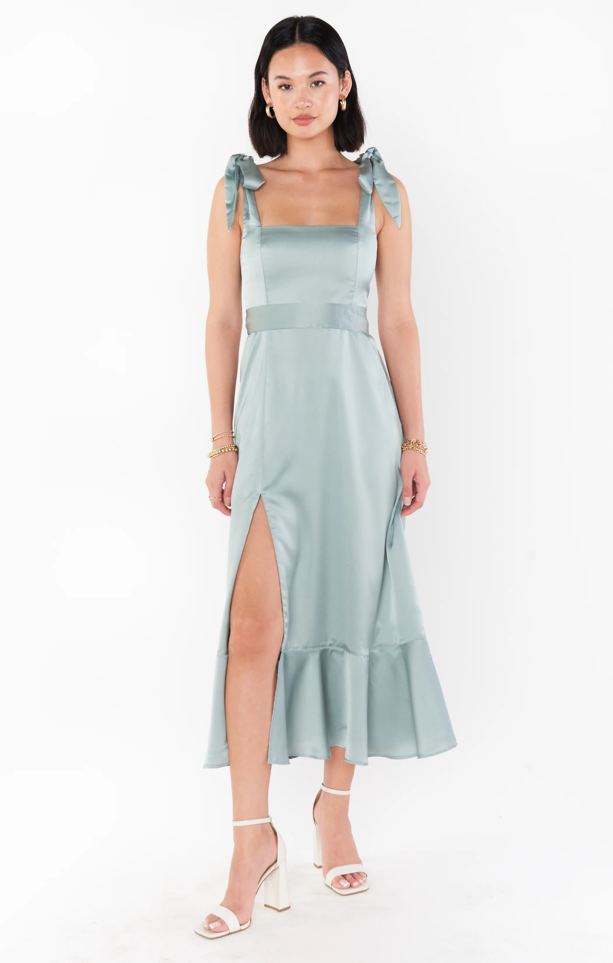 Claire Midi Dress ~ Silver Sage Luxe Satin - Image 7