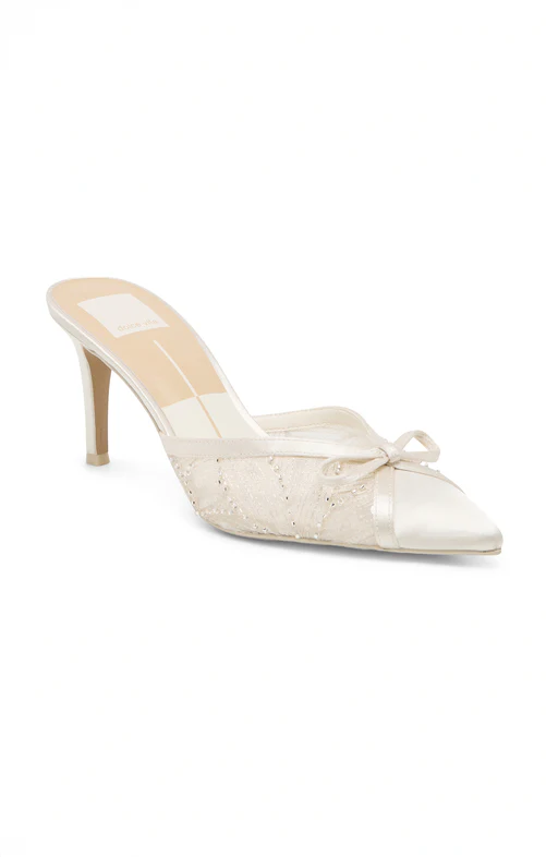 Dolce Vita Emit Heel ~ Soft White Beaded Mesh
