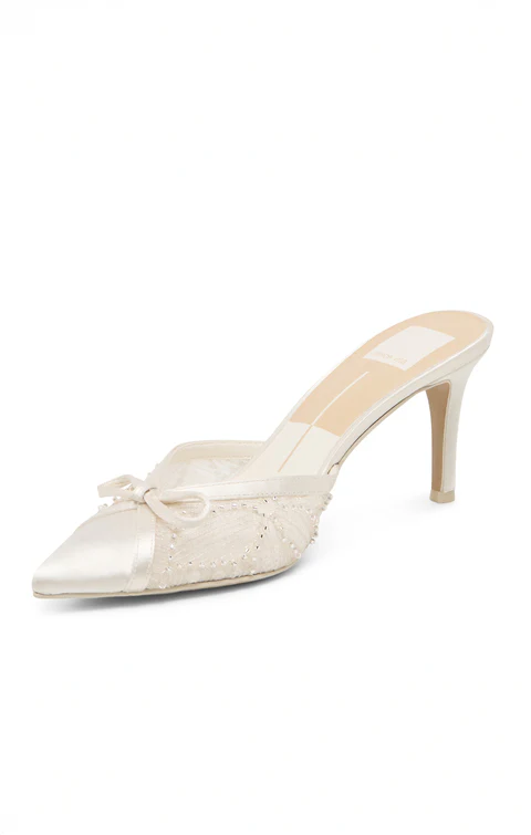 Dolce Vita Emit Heel ~ Soft White Beaded Mesh - Image 3