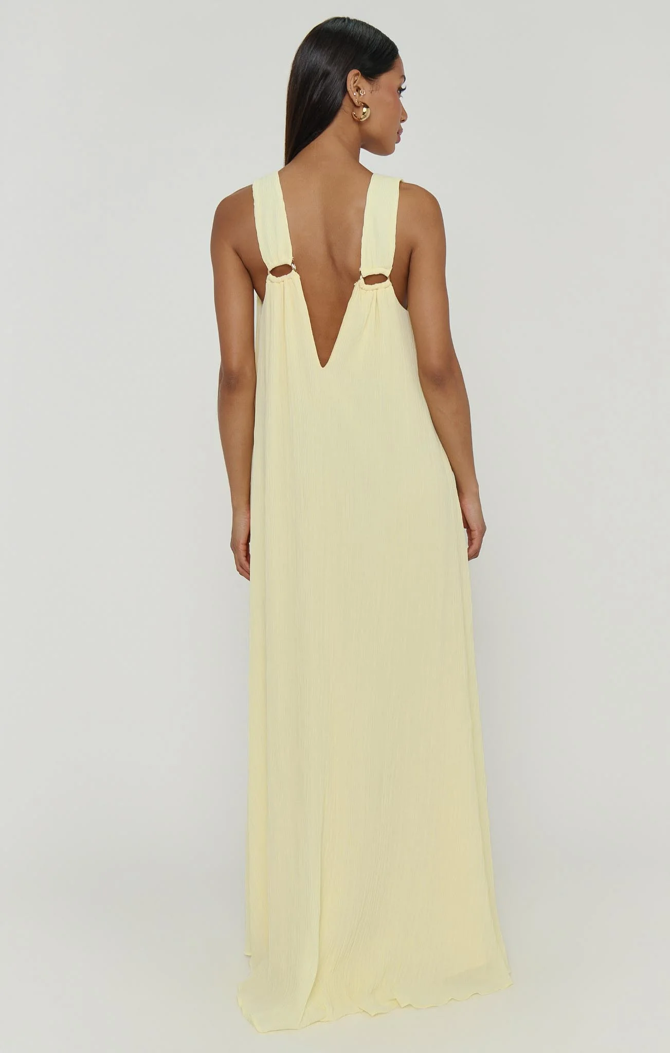 Heidi Maxi Dress ~ Pale Yellow Pleated Chiffon - Image 6