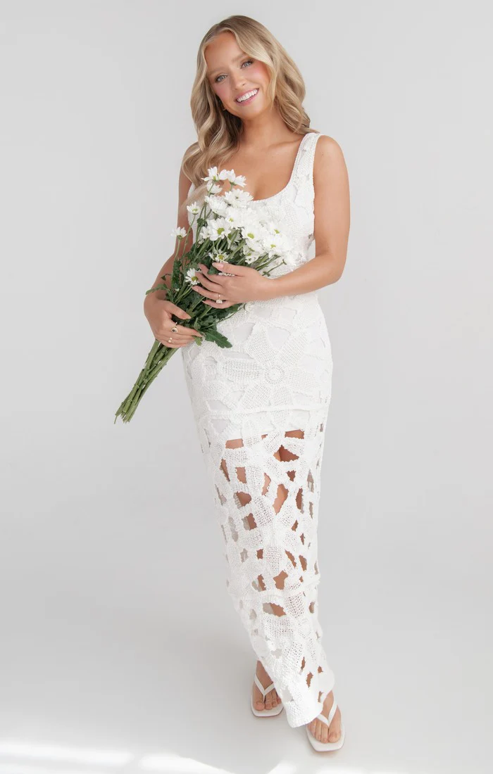 Lani Maxi Dress ~ White Bloom Crochet - Image 2