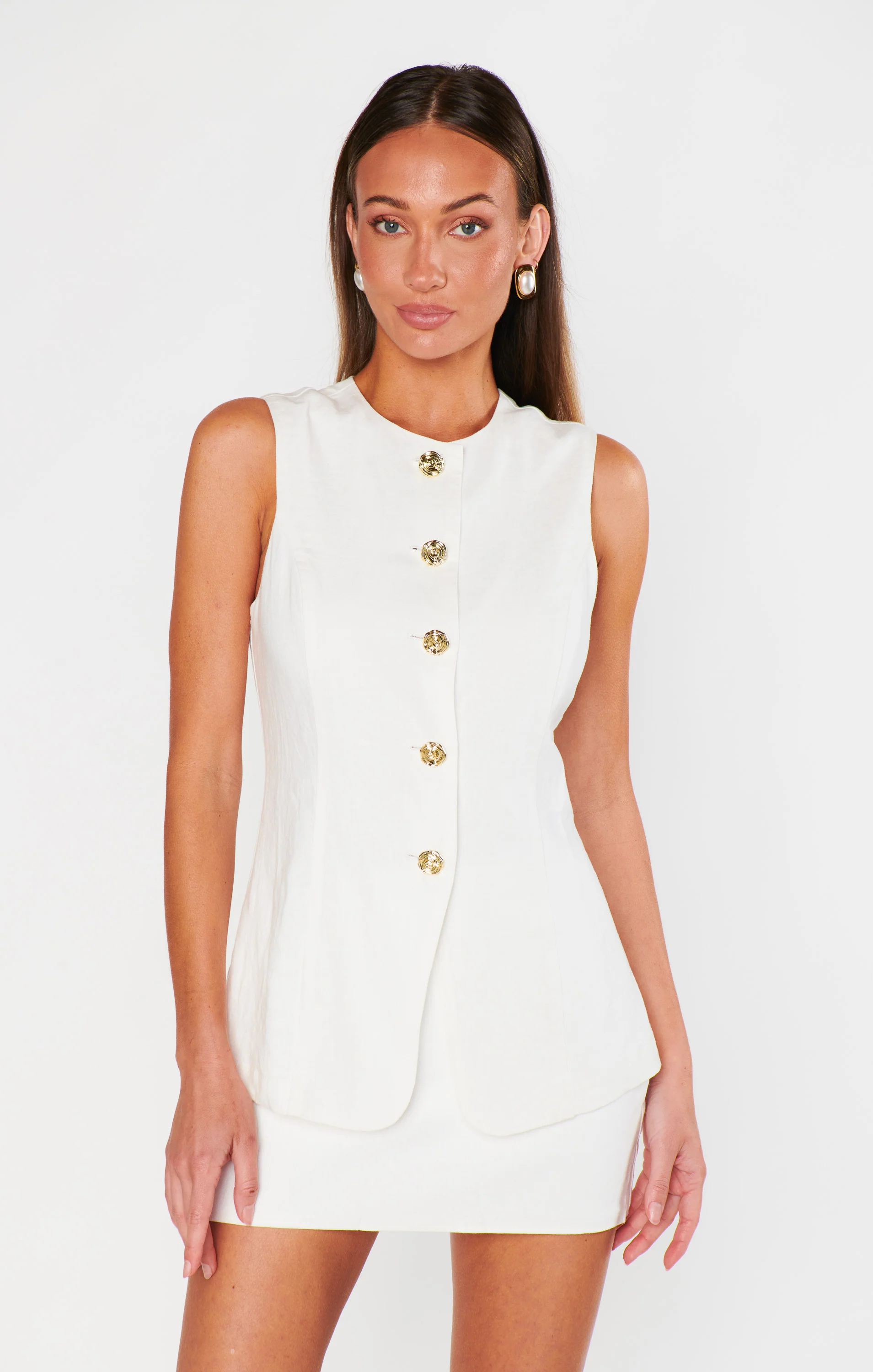 Leighton Vest Top ~ White Linen - Image 2