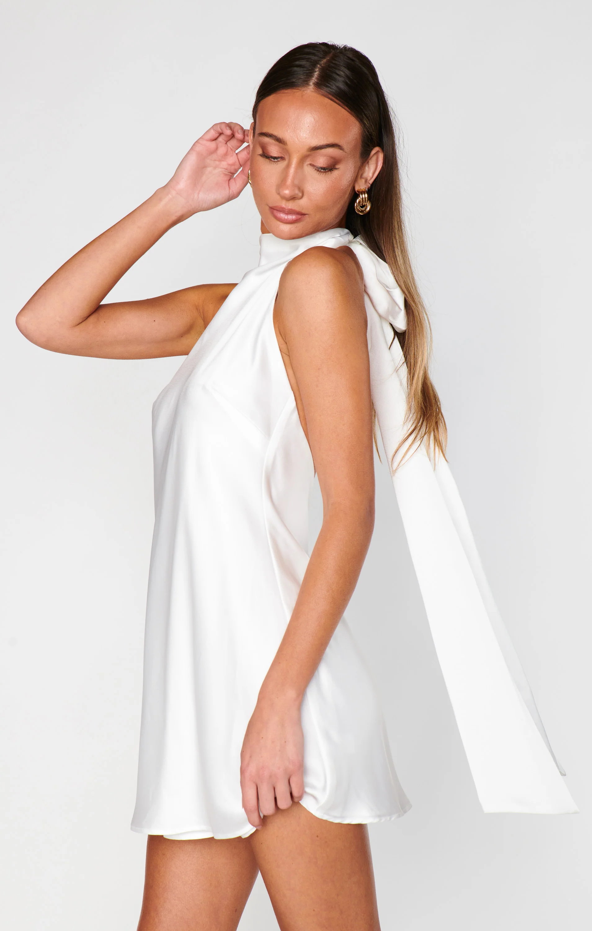 Lisa Mini Dress ~ Ivory Luxe Satin - Image 5