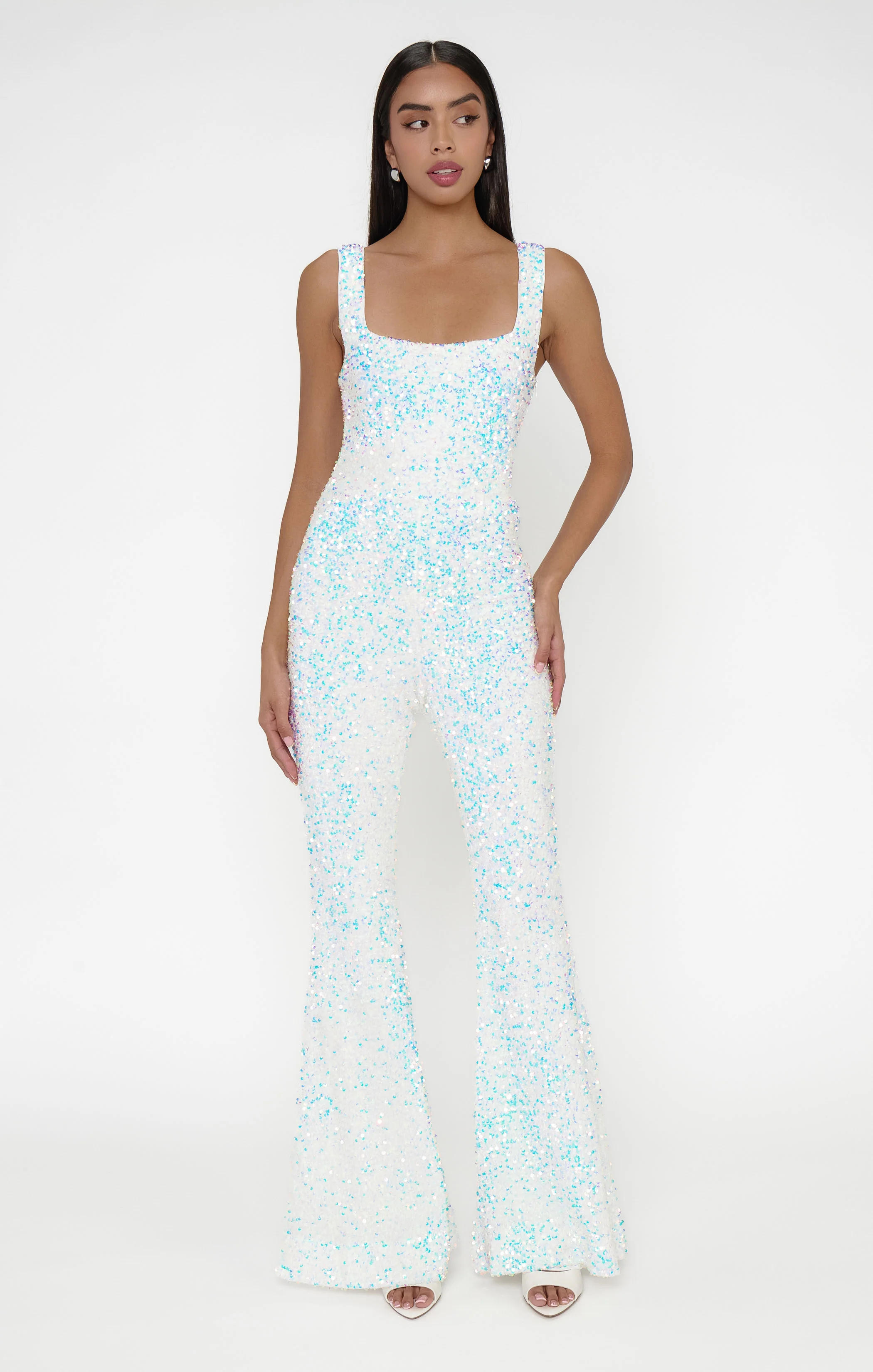 Lively Jumpsuit ~ White Sparkle Sequins - Image 3