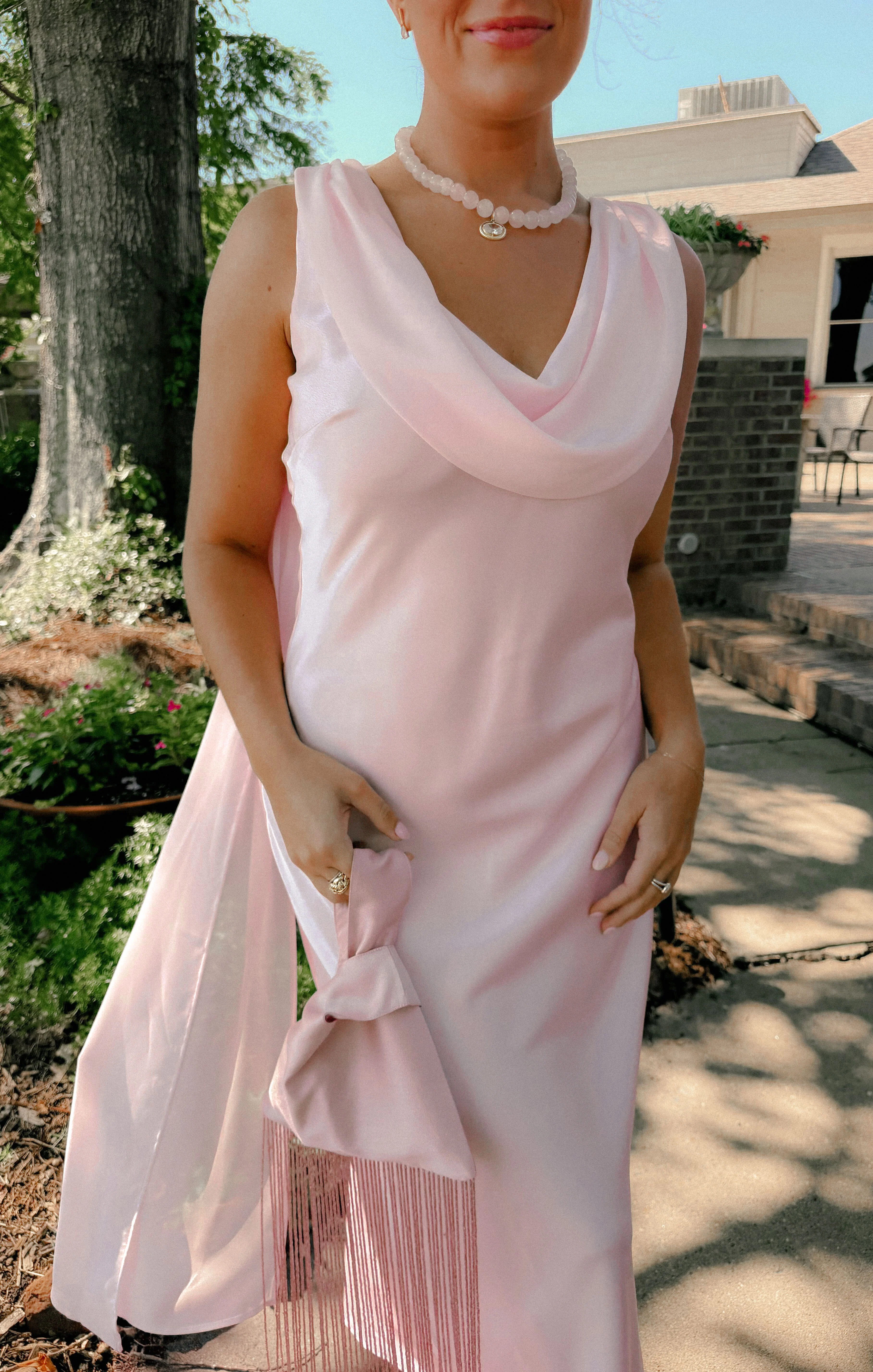 Maya Midi Dress ~ Powder Pink Luxe Satin - Image 3
