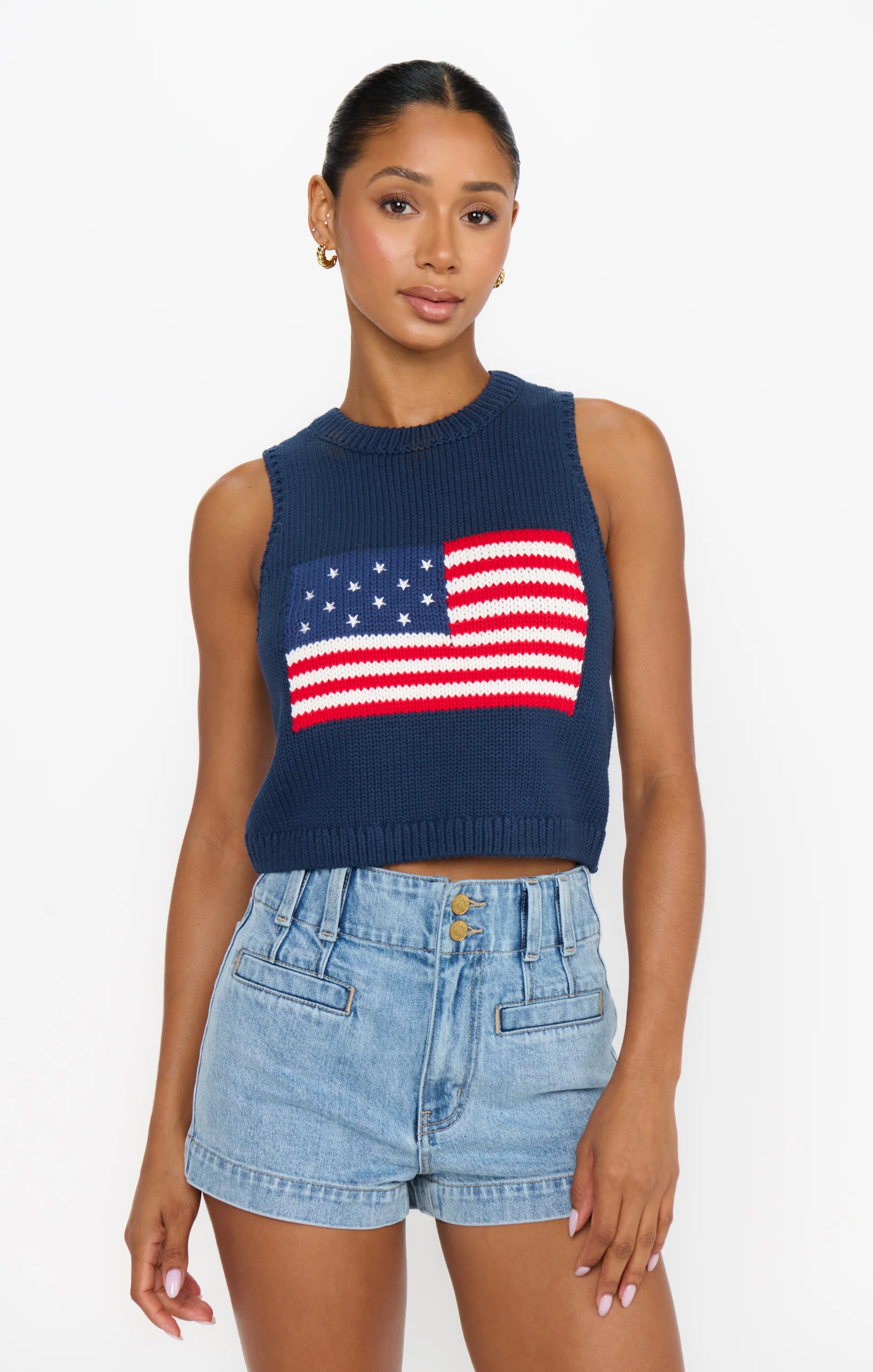 Milo Tank ~ Navy Flag Knit - Image 3