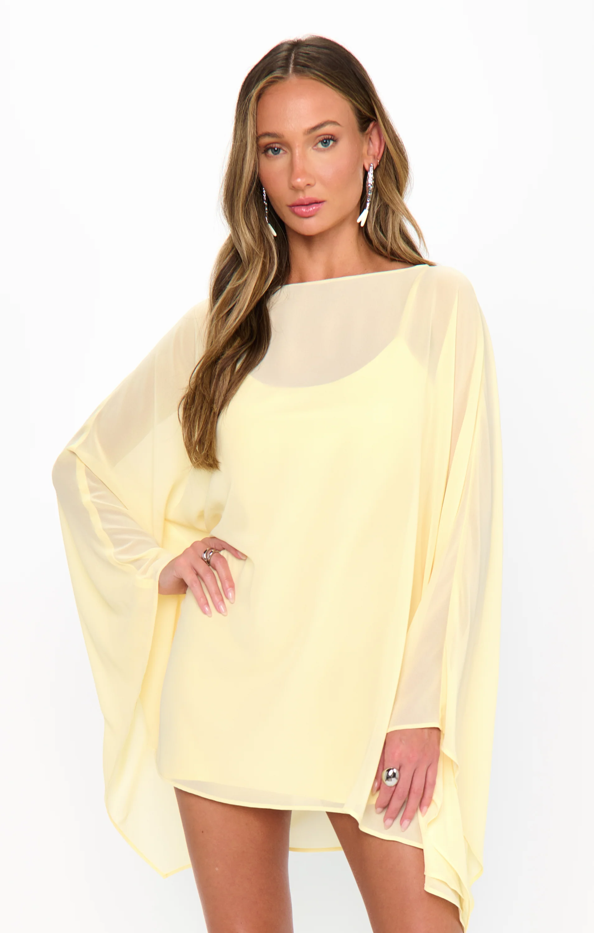 Olsen Mini Dress ~ Pale Yellow Chiffon - Image 6