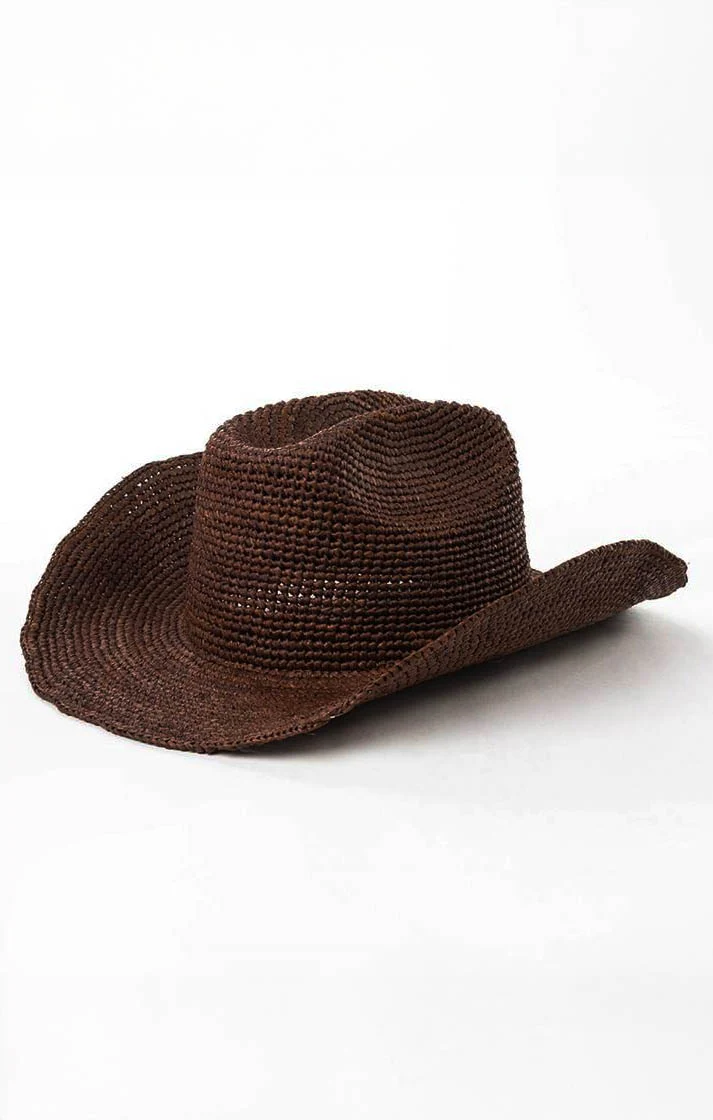 Raffia Cowboy Hat ~ Chocolate - Image 3