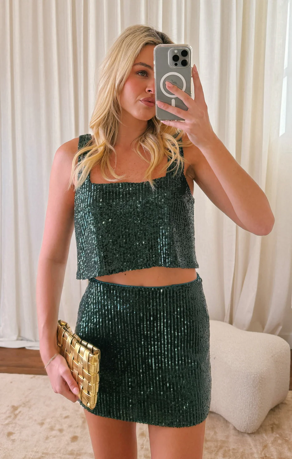 Tara Crop Top ~ Emerald Sequins - Image 3