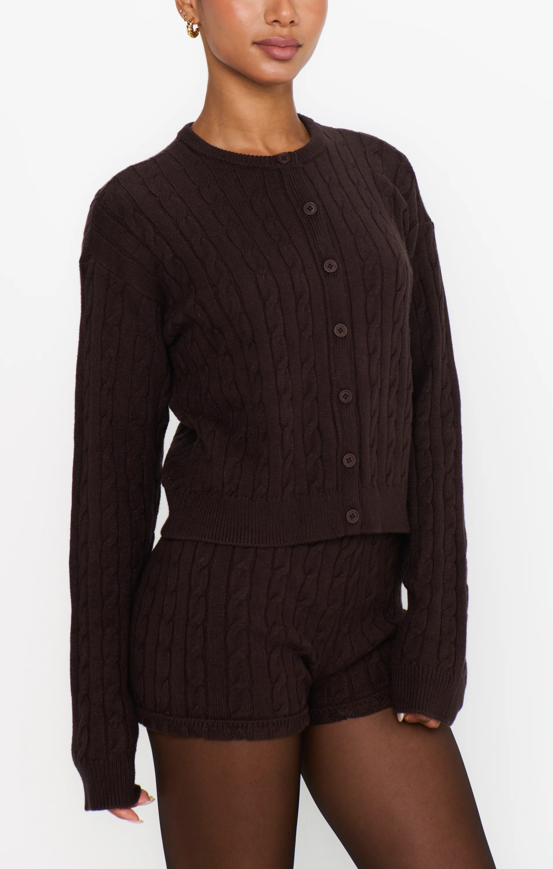 Throw On Shorts ~ Chocolate Cable Knit - Image 4