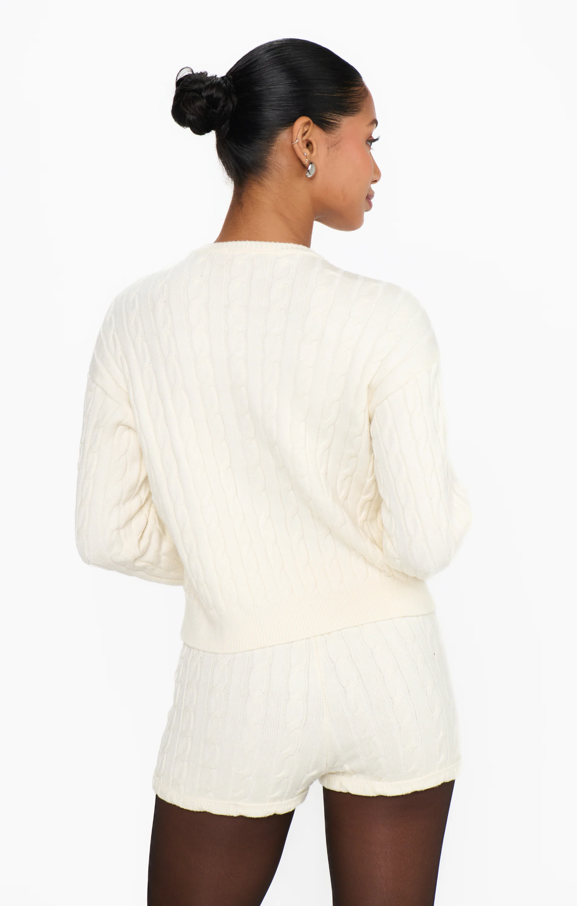 Throw On Shorts ~ Snow Cable Knit - Image 3
